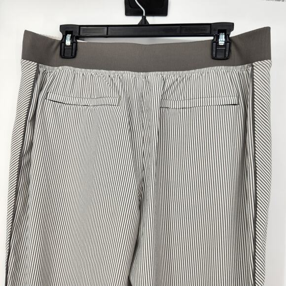Athleta Brooklyn Textured Ankle Pant City Stripe Trouser Green & White Women 14 - Picture 9 of 12